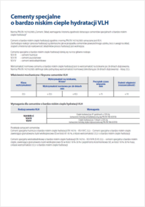ATLAS Domieszki, pigmenty i dodatki do betonu CEMENTY SPECJALNE O BARDZO NISKIM CIEPLE  HYDRATACJI VLH