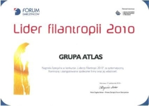 SPECIALUS APDOVANOJIMAS KONKURSE „FILANTROPIJOS LYDERIAI 2010“