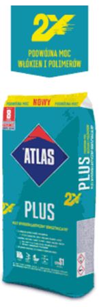 ATLAS PLUS; - 3 x WIĘKSZA PRZYCZEPNOŚĆ POCZĄTKOWA;! - WSZYSTKIE FORMATY PŁYTEK - NAWET 3m2;  - DOSKONAŁE WIĄZANIE W NISKICH TEMPERATURACH; JUŻ OD +1°C!; - FUGOWANIE ŚCIAN JUŻ PO 16 GODZ.; - BRAK OGRANICZEŃ DOTYCZĄCYCH PODŁOŻA I OKŁADZINY!; - NA PODŁOŻA NARAŻONE NA DUŻE ODKSZTAŁCENIA I DRGANIA; - SZYBKIE I ŁATWE MIESZANIE