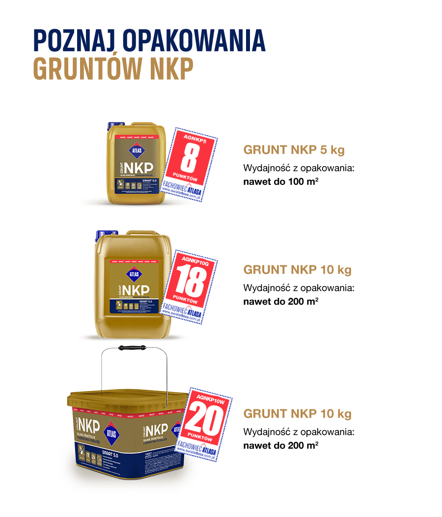 Poznaj opakowania gruntów NKP - 5kg, 10kg oraz 10kg w nowym opakowaniu.