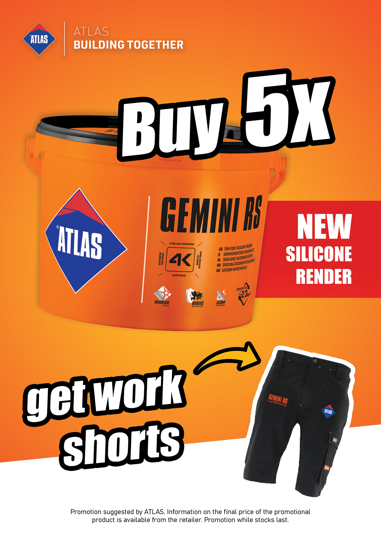ATLAS GEMINI RS BUY 5X GET WORK SHORTS POSTER