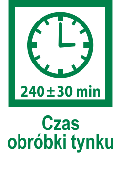 czas obróbki tynku 240 +/- 30 min