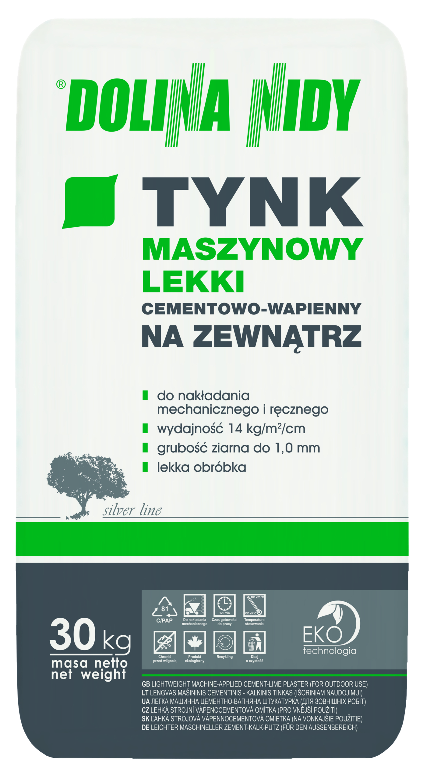 DOLINA NIDY LIGHT MACHINE-APPLIED PLASTER FOR OUTDOOR USE